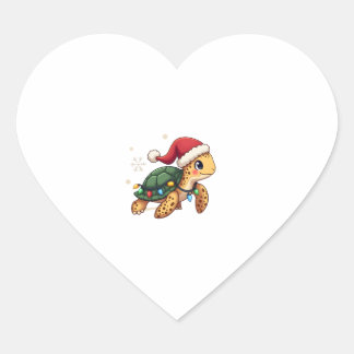 Christmas Sea Turtle Santa Xmas Men Women Boys Gir Heart Sticker