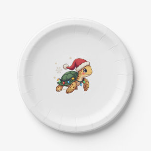 Christmas Sea Turtle Santa Xmas Men Women Boys Gir Paper Plates