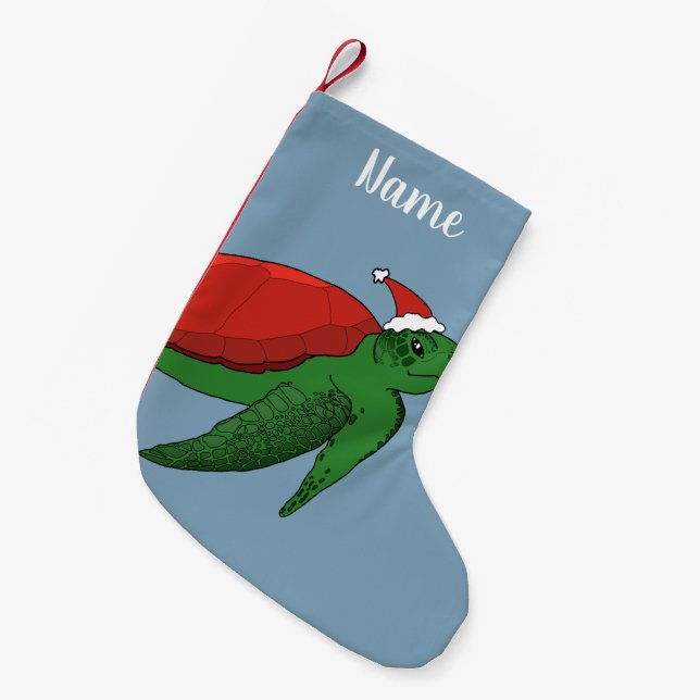 Christmas Sea Turtle  Small Christmas Stocking (Front (Hanging))