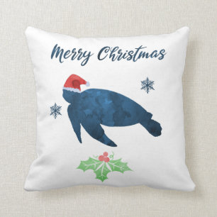 Christmas Sea Turtle Throw Pillow