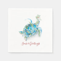 Christmas Sea Turtle Watercolor Seas & Greetings