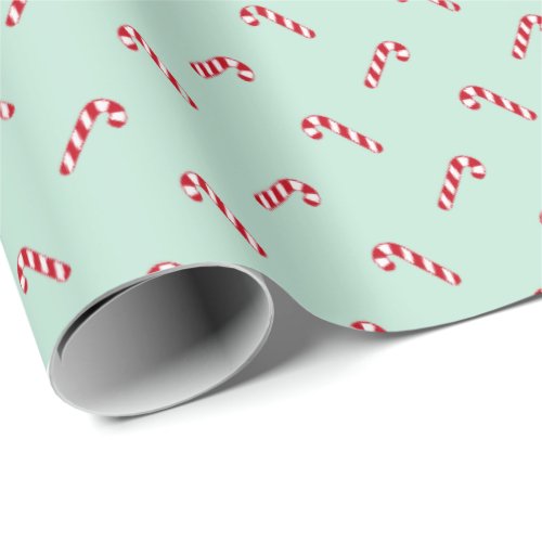 Christmas seafoam mint green red candy cane cute wrapping paper