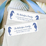Christmas Seahorses Navy Glitter Return Address Label<br><div class="desc">These white and navy blue coastal Christmas themed return address labels feature a glitter seahorse on each side of the name and address. Check out the collection for matching products and other colorways,  or message me through Zazzle Chat if you need a special matching product.</div>