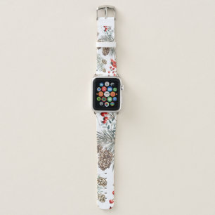 Christmas seamless pattern, cardinal birds, red be apple watch band