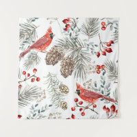 Christmas seamless pattern, cardinal birds, red be