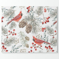 Cardinal Bird Holiday Wrapping Paper