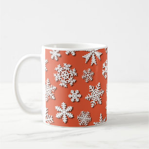 Christmas seamless pattern of snowflakes with shad coffee mug
