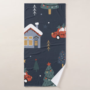 Christmas seamless pattern with christmas tree,car bath towel