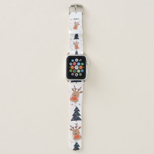 Christmas seamless pattern with reindeer and Chris Apple Watch Band