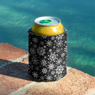 Christmas seamless snowflakes black pattern can cooler