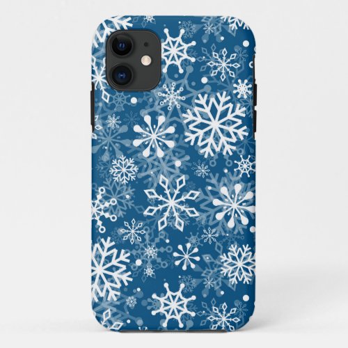 Christmas seamless snowflakes blue pattern iPhone 11 case