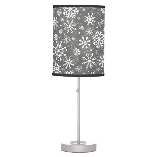 Christmas seamless snowflakes grey pattern table lamp