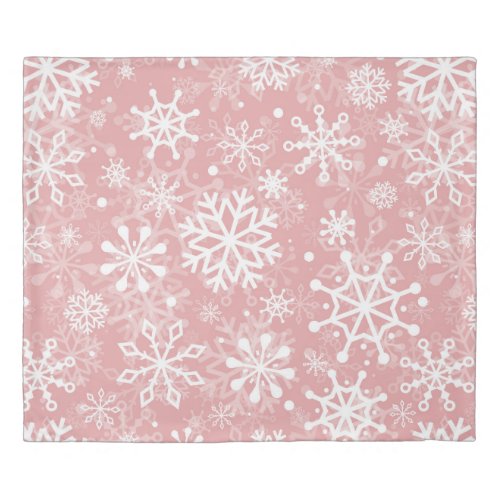 Christmas seamless snowflakes pink pattern duvet cover