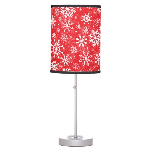 Christmas seamless snowflakes red pattern table lamp