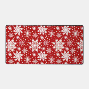 Christmas Seamless White Snowflakes Pattern Desk Mat