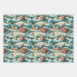 Christmas Seamless Wrapping Paper Reindeers 300dpi