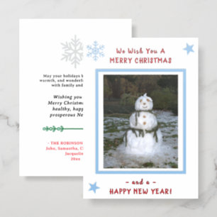Christmas Seashell Snowman Snowflakes Letterpress Photo Cards