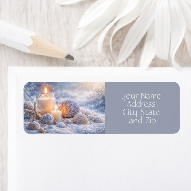 Christmas Seashells Beach Starfish Return Address  Label (Insitu)