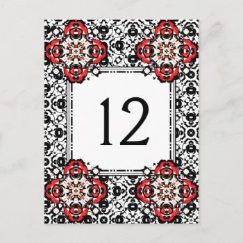 Christmas Season Damask Elegant Table Number by BridalSuite at Zazzle