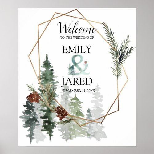 Christmas Season Forest Wedding Welcome Poster