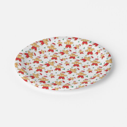 Christmas Season Gingerbread man and Mistletoe Paper Plates