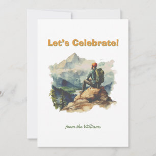 Christmas Season Holiday Man Hiking Mountains Card