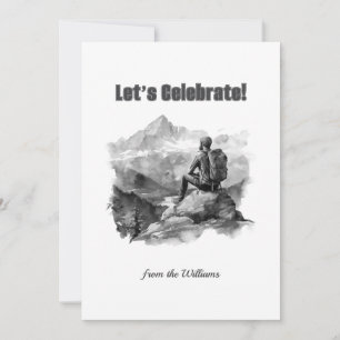 Christmas Season Holiday Man Hiking Mountains Card