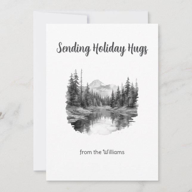 Christmas Season Holiday Mountain Water Lake (Front)