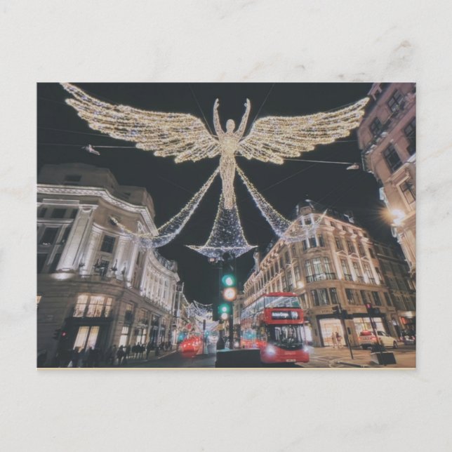 Christmas Season Night on Regent Street, London Postcard (Front)