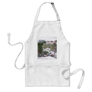 Christmas Season, Snow in the garden Adult Apron