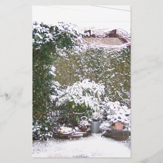 Christmas Season, Snow in the garden Stationery (Front)