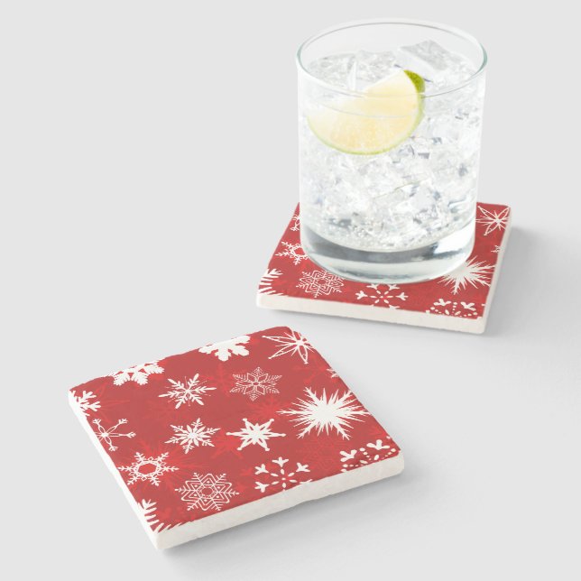 Christmas season snowflakes stone coaster (Side)