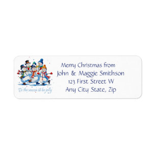 Christmas Season to be Jolly Snowmen fun Label