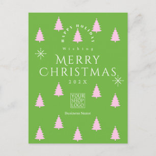 Christmas Season Trees Business Logo Green Postcard