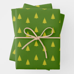 Christmas Season Trees Dark Green Wrapping Paper Sheets
