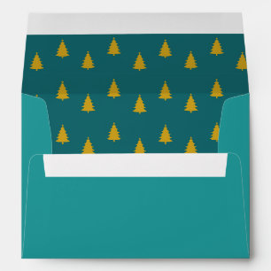 Christmas Season Trees Teal Envelope