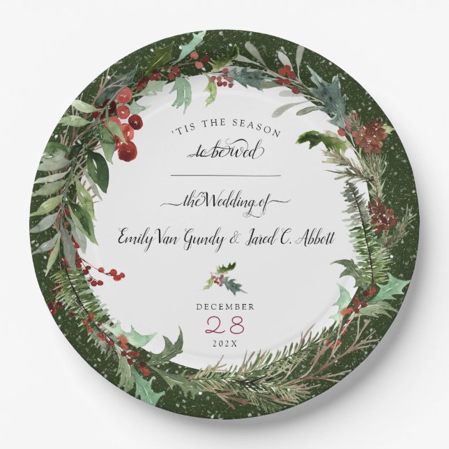 Christmas Season Wedding 2  Paper Plates (Front)