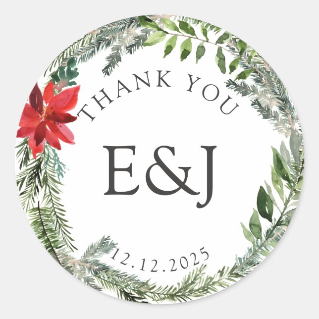 Christmas Season Wedding Alternate Classic Round Sticker (Front)