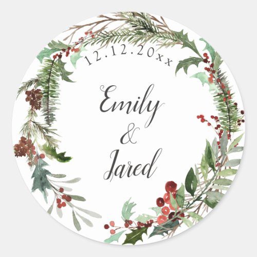 Christmas Season Wedding Classic Round Sticker