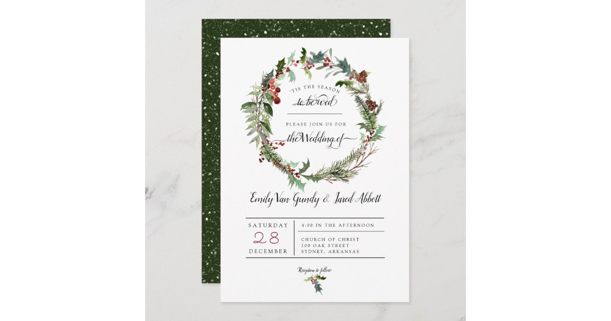 Christmas Season Wedding Invitation | Zazzle