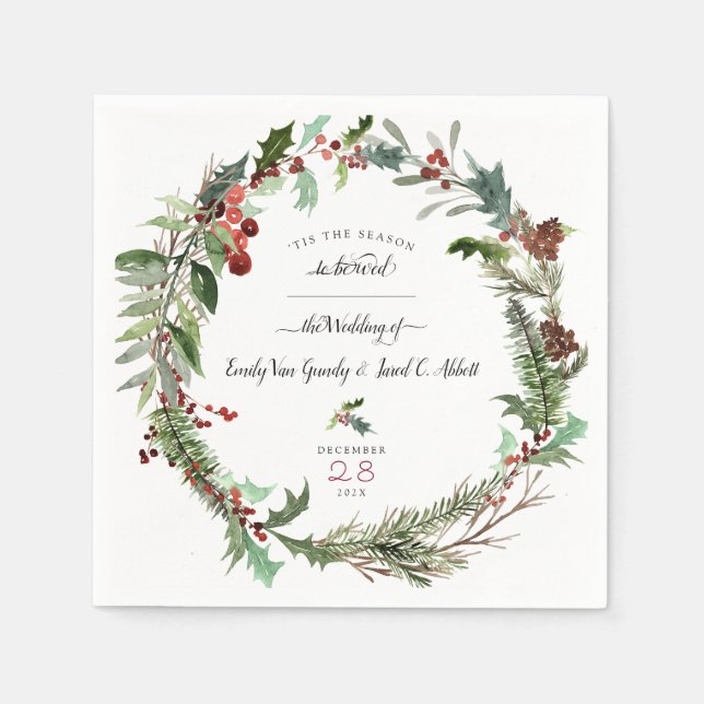 Christmas Season Wedding Napkins (Front)