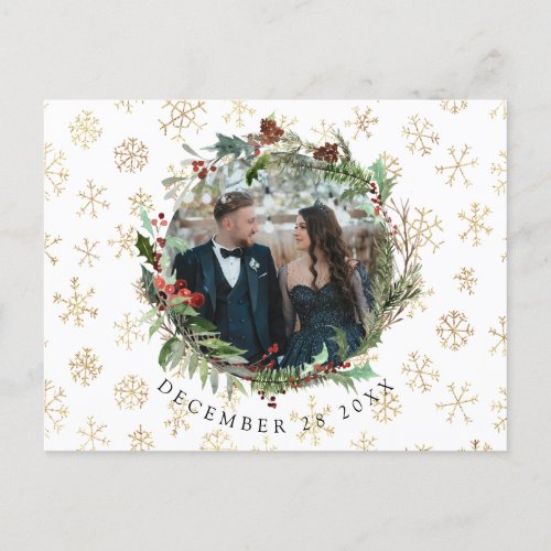 Christmas Season Wedding Save The Date Announcement Postcard