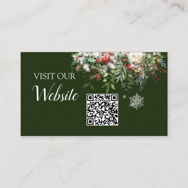 Christmas Season Wedding Website QR code Enclosure Card (Front)