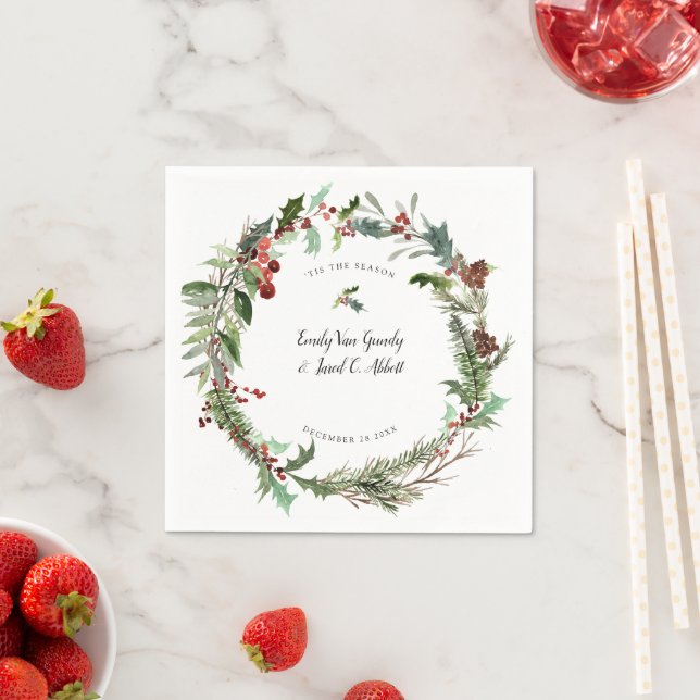 Christmas Season Wedding White Napkins (Insitu)