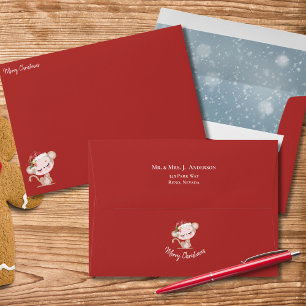 Christmas Seasonal Baby Monkey Red Santa Hat Envelope