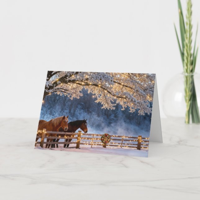 Christmas Seasons Greetings Country Horses  Card (Front)