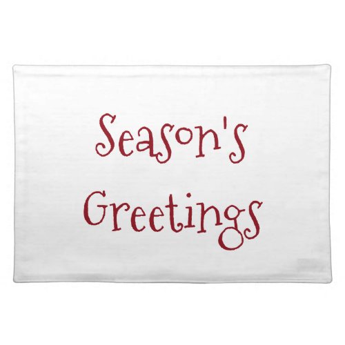 Christmas Seasons Greetings Festive Typography Cloth Placemat