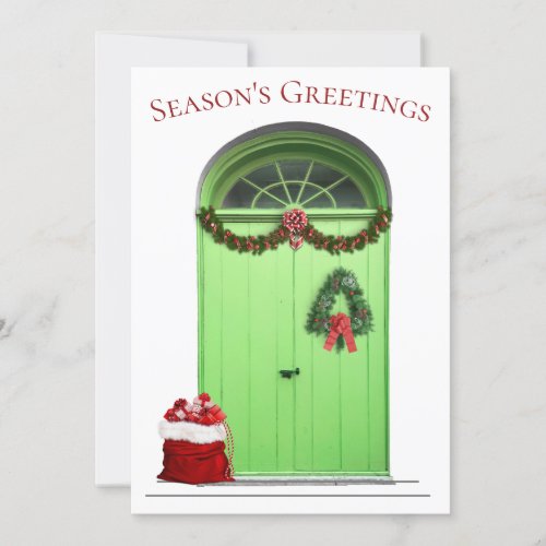 Christmas Seasons Greetings Green Door Template