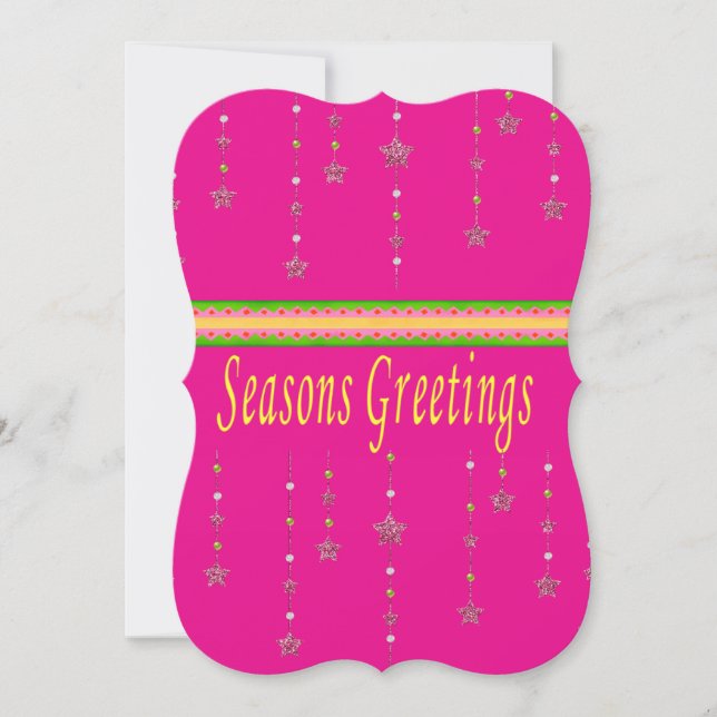 Christmas Seasons Greetings PinkFlat Greeting Card (Front)