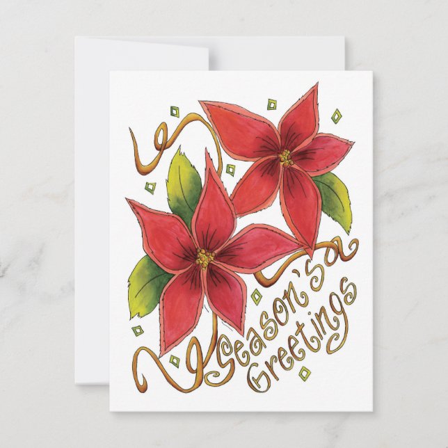 Christmas Season's Greetings Poinsettia Invitation (Front)